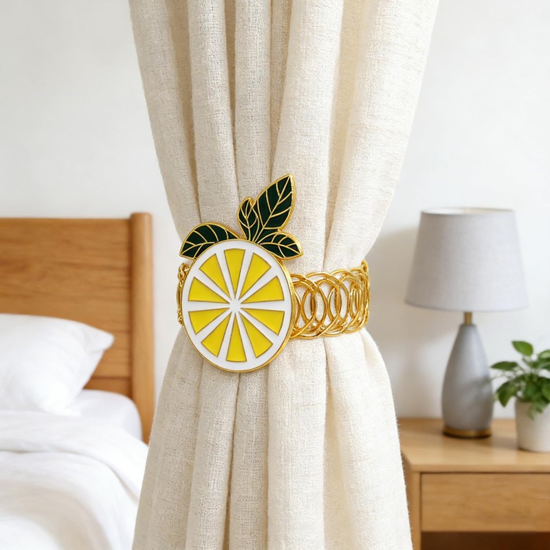 Davifina Lemon Curtain Tiebacks 2 Pack Yellow Fruit Spring Curtain