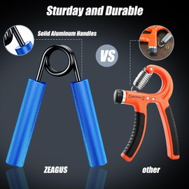 ZEAGUS Hand Trainer, Forearm Trainer, 4 Pack, 22.5 kg - 90 kg, Metal Finger Trainer, Non-Slip Grip Strength Trainer, Heavy Duty Handle for Muscle Building and Hand Rehabilitation Exercises