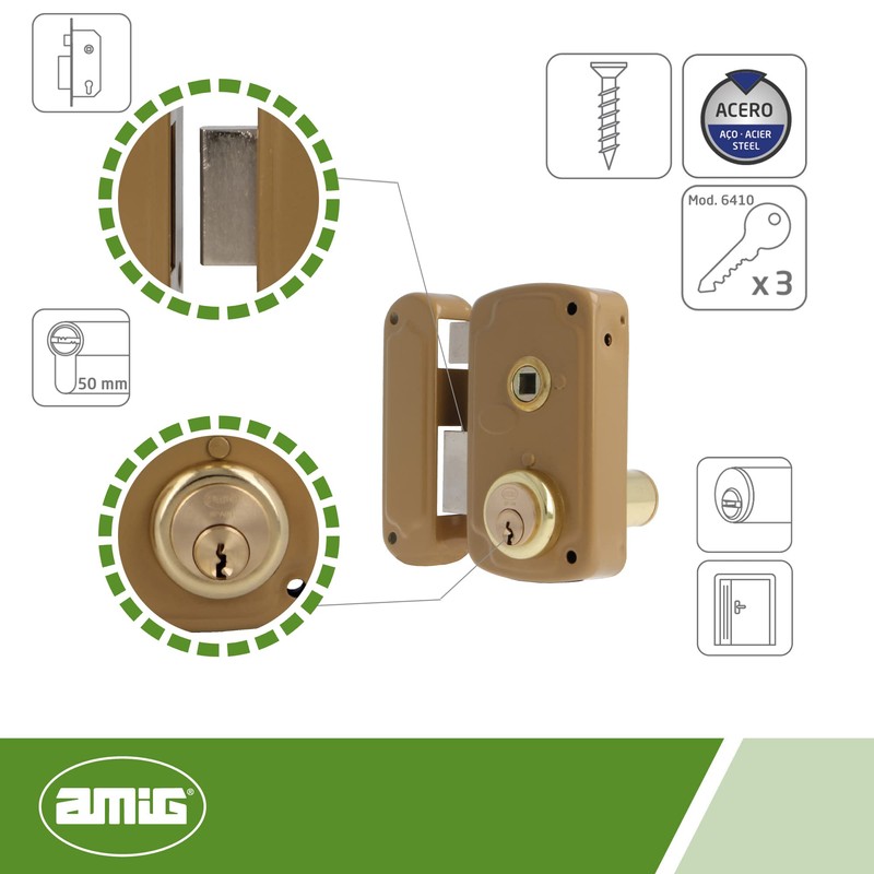 Amig - Overfill Lock Left with Locking Lever and Tongue