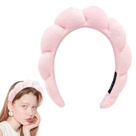 WFWJ Spa Headband for Women,Headband for Washing Face,Makeup Headband,Skincare Headbands,Sponge Spa Headband for Washing Face, Makeup Removal, Shower,Skincare (pink)