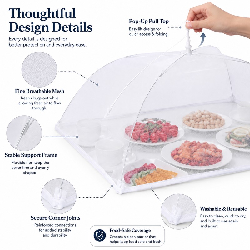Foldable Mesh Food Cover for Indoor & Outdoor Dining –