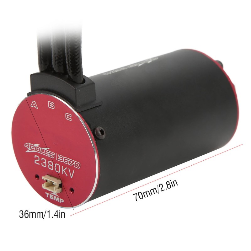 3670 2380KV 4 Pole Supersonic Brushless Motor with Temperature Sensor