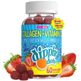 Dippin Dots - Collagen + Vitamin C (60 Count) Gummies Strawberry Sunset Creme Flavor
