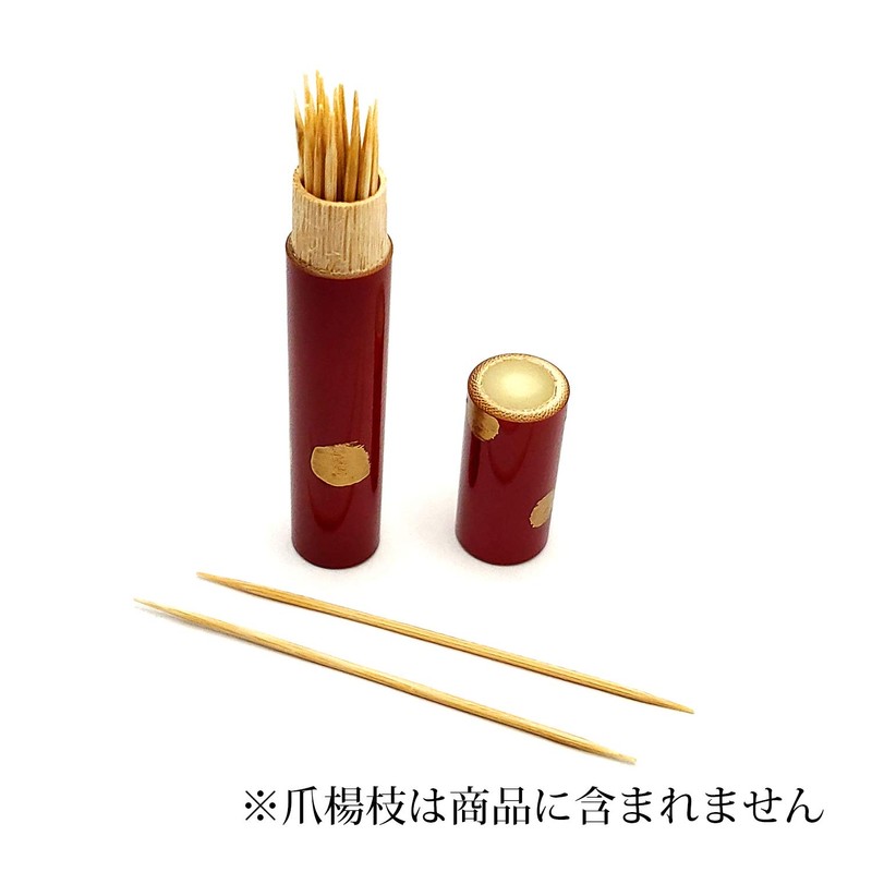 Japanese Bamboo Lacquered Toothpick Holder Case (Portable), Gold Foil (2.
