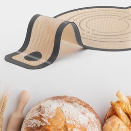 Silicone Baking Mat for Dutch Oven Bread Baking Mat With Extra Long Handles，Bread Sling - Non-Stick & Easy Clean Silicone Bread Mat (2pcs Grey)