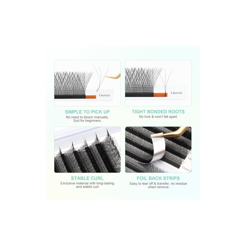 NAGARAKU 3D W Blister Extensión de pestañas Pre armadas Volumen