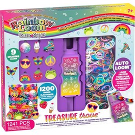 Bandai Rainbow Loom Cute Tique – Box zur automatischen Herstellung von elastischen Armbändern – Kreativset – enthält 1200 Gummibänder, Auto-Loom und Zubehör – Sortiment – Spielzeug für Kinder ab 7