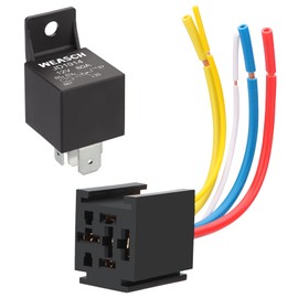 Weasch 12V JD1914 80A Heavy Duty Relay with Harness, 5-Pin SPDT, 5 Wire Automotive Relay Model, for Automotive Car Marine Boat (1)