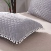 LIFEREVO 2 Pack Diamond Quilted Crystal Velvet Mink Pillowcases Pompoms
