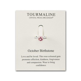 Philip Jones October (Tourmaline) Adjustable Birthstone Ring Created with Zircondia® Crystals