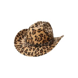 GORGLITTER Women's Cowboy Hat Cow Print Western Trendy Metal Bull Hatband Party Cowgirl Hats Vacation 2025 Leopard One Size