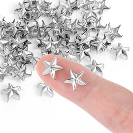Lnngub 150 Pcs 10mm Star Studs for Clothing,Small Star Nailheads Rivets Star Leather Rivets Metal Spike Studs for Clothing Punk Belt Bag Shoes Cap DIY Leathercraft,Silver