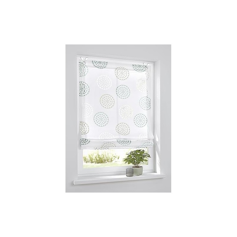 Bella Eyelet Roller Blind Burnout White Printed Circle Motif White