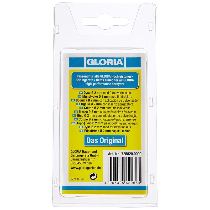 Gloria accessory Nozzle with 2 mm diameter and Zerstäubereinsatz, Yellow