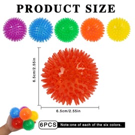 Supecesorio Squeaky Dog Toy Balls, 6 Pack 6.5CM Spike Ball Indestructible, Floatable Dog Pool Toy, High Bounce Rubber TPR Spike Dog Balls, for Small and Medium Dogs for Aggressive Chewers