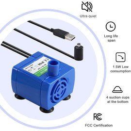 Cat Water Fountain, 67oz/2L Automatic Cat Drinking Fountain, Pet Water Dispenser with LED Light and Filter for Cats and Small Dogs (Blue)