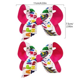 Birthday Girl Hair Bow, 4.3 inch Happy Birthday Girl Bows Hair Clip Cute Ribbon Alligator Hairpins for Toddler Girls Birthdays Party Accessories
