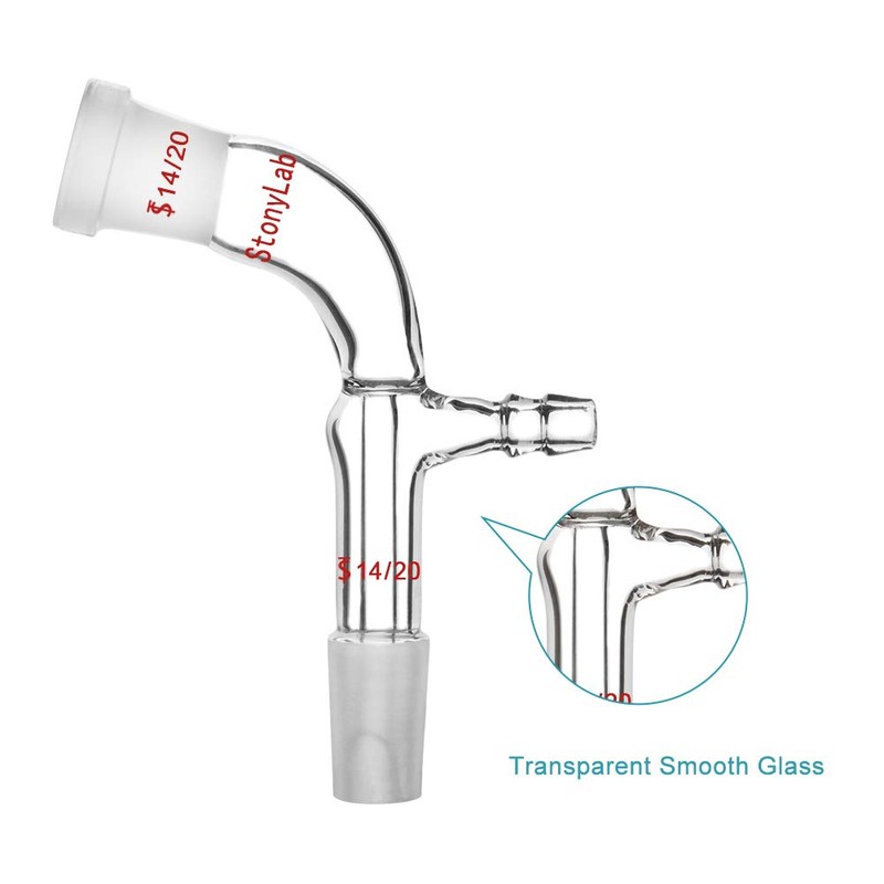 StonyLab Glass Vacuum Take Off Adapter, 105° Bent, Short Stem