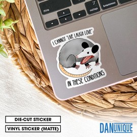 (3Pcs) I Cannot Live, Laugh, Love, in These Conditions Sticker 3" Opossum Sarcastic Sticker Possum Waterproof Die-Cut Vinyl Sticker for Water Bottle Laptop Kindle Gifts for Her Him 3 Inches