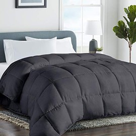 COHOME Twin/Twin XL 2100 Series Cooling Comforter Down Alternative Quilted Duvet Insert with Corner Tabs All-Season - Reversible - Machine Washable - Dark Grey