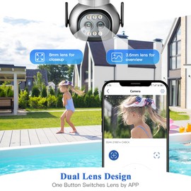 ctronics 6 x Hybrid Zoom Surveillance Camera Outdoor WLAN with Dual Lens, PTZ IP Camera Outdoor Car Tracking with Auto Zoom Person/Motion Detection 355°/90° Swivelling Colour Night Vision 2-Way Audio