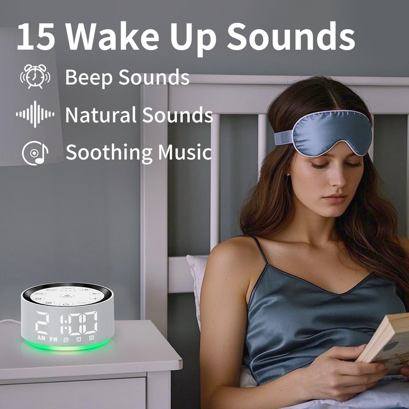 【3 in 1】 Double Alarm Clock Brown Noise Machine Sound
