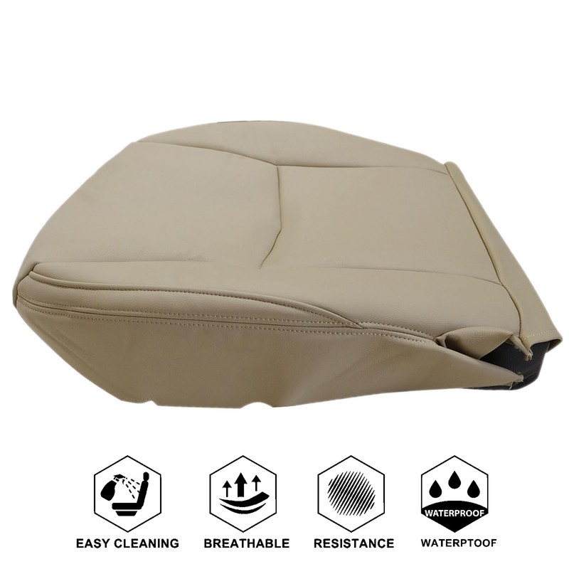 NLQR Front Passenger Side Bottom Seat Cover Tan Replacement Microfiber