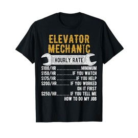 Elevator Mechanic Maintenance Rate Technician T-Shirt