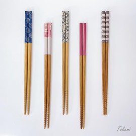 Japanese-Made Chopsticks Set – 5 Pairs, Durable & Easy to Use, Slim Tip for Precision, BPA-Free, Stylish Design, Gift for Guests, Home, Parties, 9 inch - 23cm(Susutake Bamboo - Fuga)