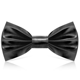 Neptniopllab Black Glossy Boy's Bow Tie, Metallic Effect Leather Kids Bow Tie,Adjustable Pre-tied Bowtie for 4-12 years Boy Wedding Disco Events