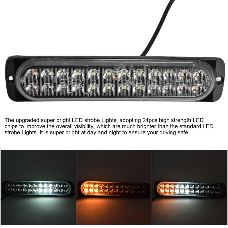 Emergency Strobe Lamps 24LEDs Waterproof Strobe Light Emergency Warning Flashing