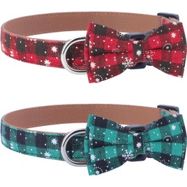 Christmas Dog Collar with Dog Bow Tie Removable Dog Collar Soft and Comfortable Adjustable Dog Collar for Dogs Small Medium Large Dogs
