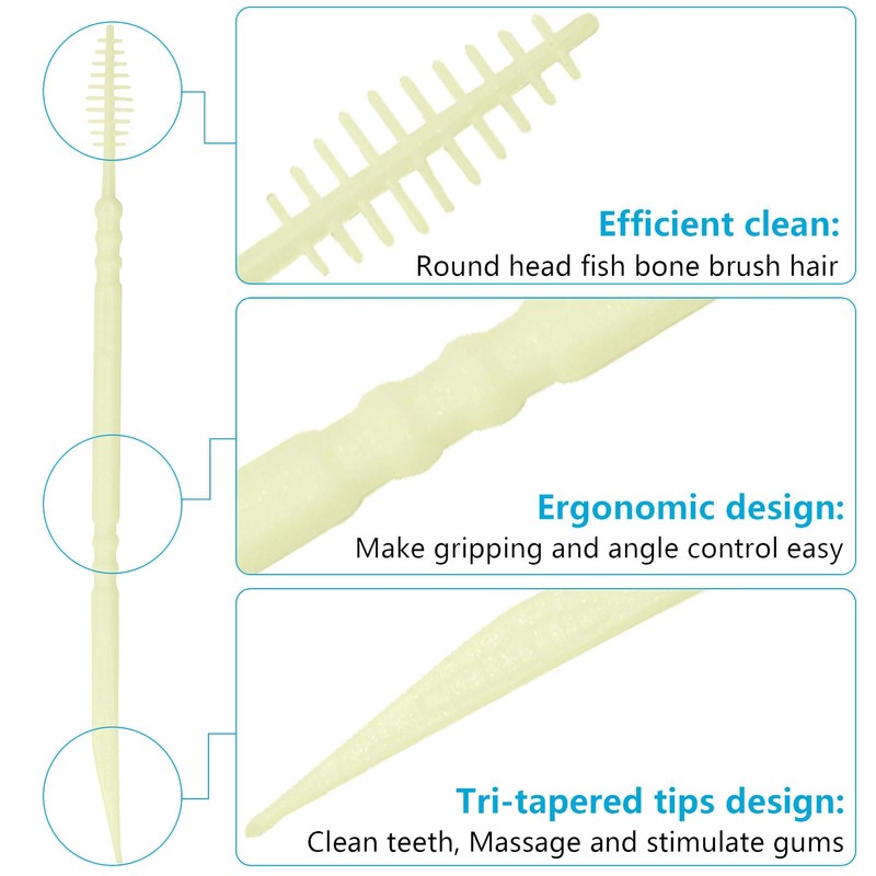 DanTicy Brushpicks Interdental Toothpicks,Soft Bristle Dental Floss Picks Toothpicks,Helps Removes