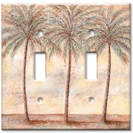 Double Gang Toggle Wall Plate - Palm Trees