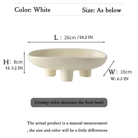 Octtwentysecond Handcrafted Ceramic Three-Legs Decorative Bowls, 10.6 IN Elegant Home Decorative Pieces Fruit Bowl for Home and Kitchen Counters and Coffee Tables