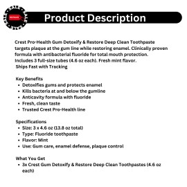 Crest 3-Pack Crest Gum Detoxify Restore Toothpaste 4.6oz Anticavity Enamel Care Fluori