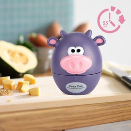 Cute Cartoon Kitchen Timer Mini Animal Timer Countdown Cooking Supplies 55-Minute Mechanical(Purple Cattle)