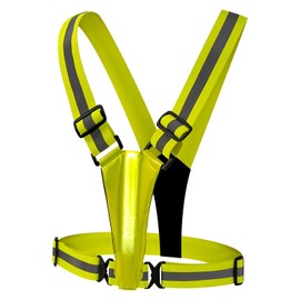 TRIXES Unisex LED Adjustable High Visibility Vest - Reflective Safety Harness - Fluorescent Yellow