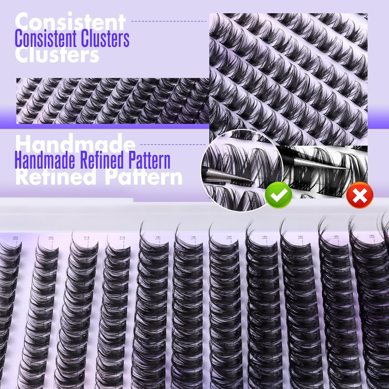 Pawotence Lash Clusters Wispy Kira Cluster Eyelash Extensions 10-18mm Individual