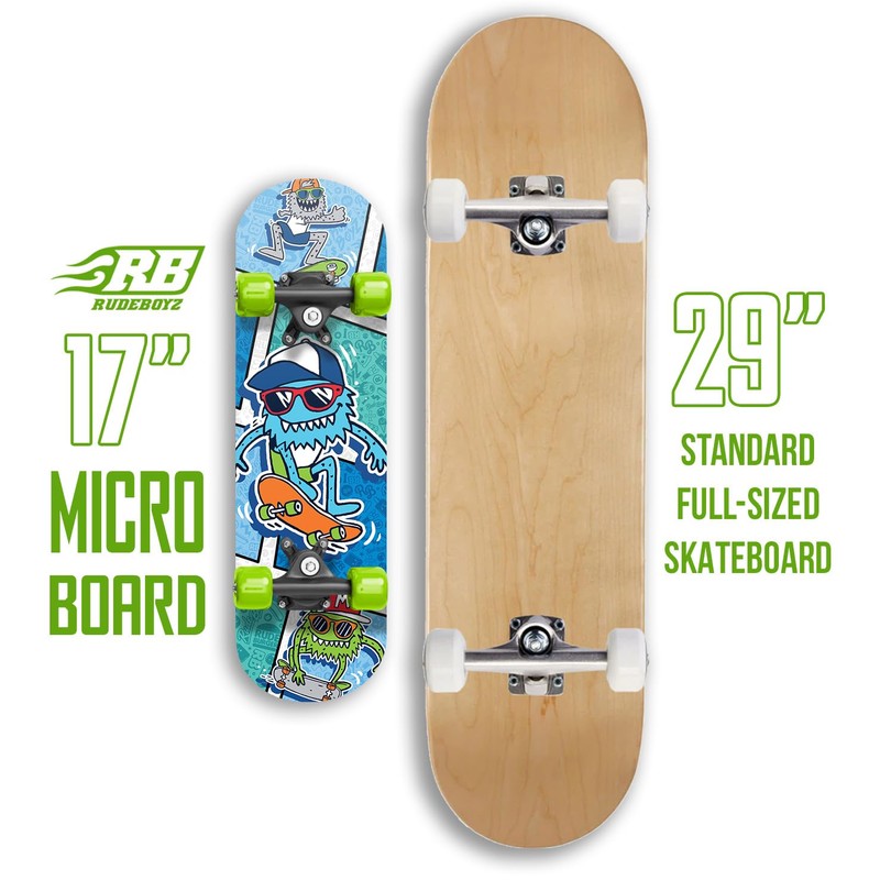 Rude Boyz 17" Micro Complete Skateboard | Maple Wood |
