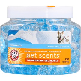 Arm & Hammer para mascotas, aroma de aire para mascotas, cuentas de gel desodorizantes en brisa fresca, cuentas de gel neutralizantes de olor de mascotas con bicarbonato de sodio Cuentas de ambientador para eliminación de olores de mascotas (FF12689)