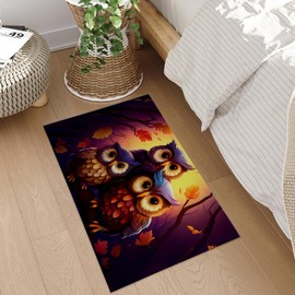 Plistiz Colorful Owl Indoor Door Mat, 17x29.5 Inch, Floor Area Rug for Entryway, Living Room, or Bathroom, Non-Slip Doormat, Animal Owl Home Decor Rug Gifts