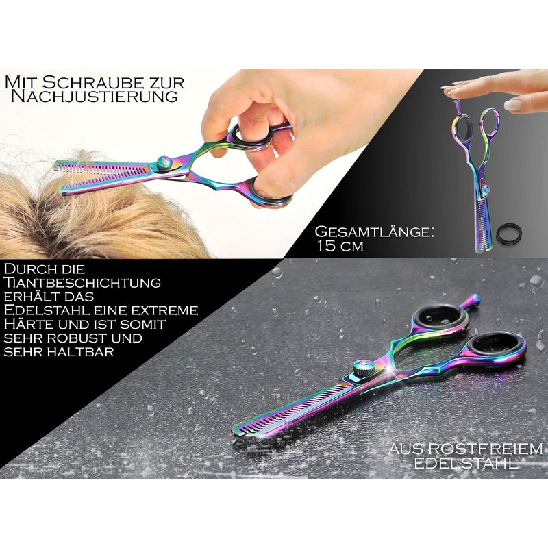 Thinning Scissors for Hair, Titanium, Double Sided, Serrated, 5.5 Inch