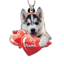 Car Hanging Ornament Cute Dog Car Decor for Rearview Decorations,Acrylic Flat Car Accessories for Men & Women (Dog A)