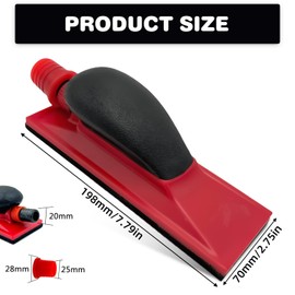 198 * 70mm Handschleifer Mit Absaugung, Griff Handschleifer Staubabsaugung Schleifen Schleifschwammblock Staubfrei mit 5 Blättern Schleifpapier unterschiedlicher Körnung P80 P120 P180 P240 P320 (Rot)
