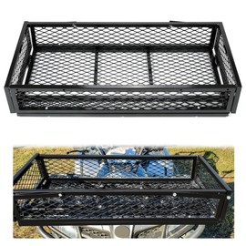 ECOTRIC Universal Front Cargo Basket Compatible with UTV ATV Drop Storage Luggage Basket Mesh Rack Cargo