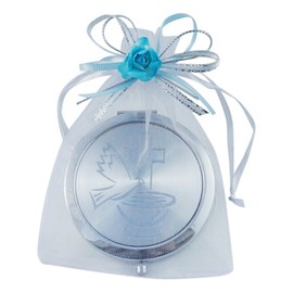 12 Pcs Baptism Compact Mirror Favor -Bautizo Recuerdos/Holy Spirit Makeup Compact with Decorated Pouch