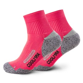 Piarini 2 Paar Coolmax Wandersocken Trekking Socken Funktionssocken kurz - pink 39-42