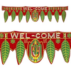 SATVIK Handmade Valvet Fabric Toran Door Decorations Indian Diwali Decorations Items Fancy Door Subh Labh Latkan Bandarwal Hangings Valance Deepawali Mandir Puja Diwali Diya Rangoli Traditional Item