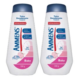 2 Talco Corporal Ammens Desodorante Baby 250g